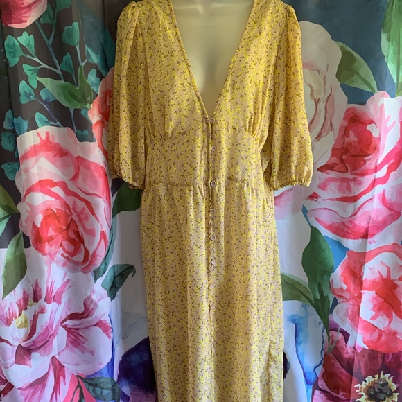 Wild Fable Coverup Dress yellow flowers XL - Picture 4 of 8